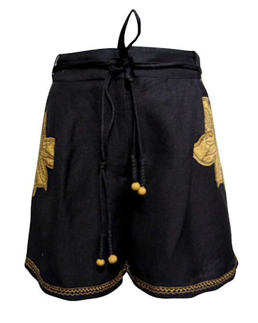 Vareli Shorts in Black & Gold by Scarlett Poppies
