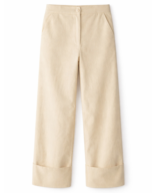 Blair Pant in Bone Cotton Linen Canvas by Foemina