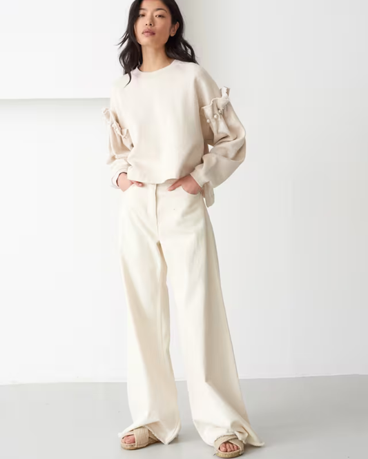 Dani American Fleece Cropped Sweatshirt in Oatmeal by AKYN