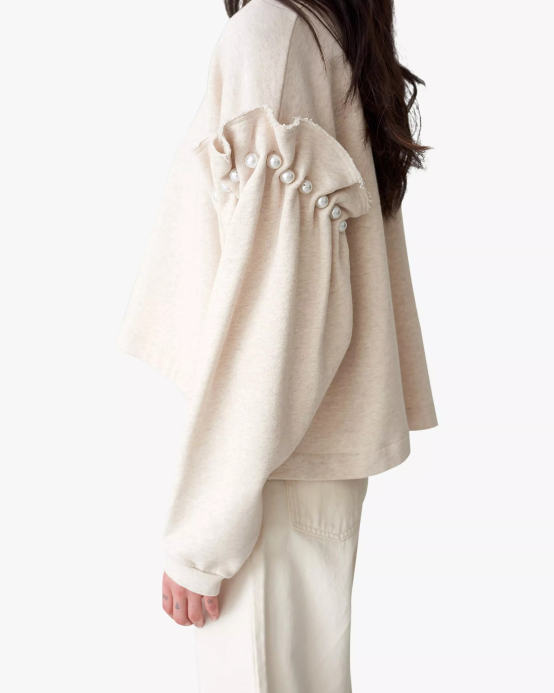 Dani American Fleece Cropped Sweatshirt in Oatmeal by AKYN