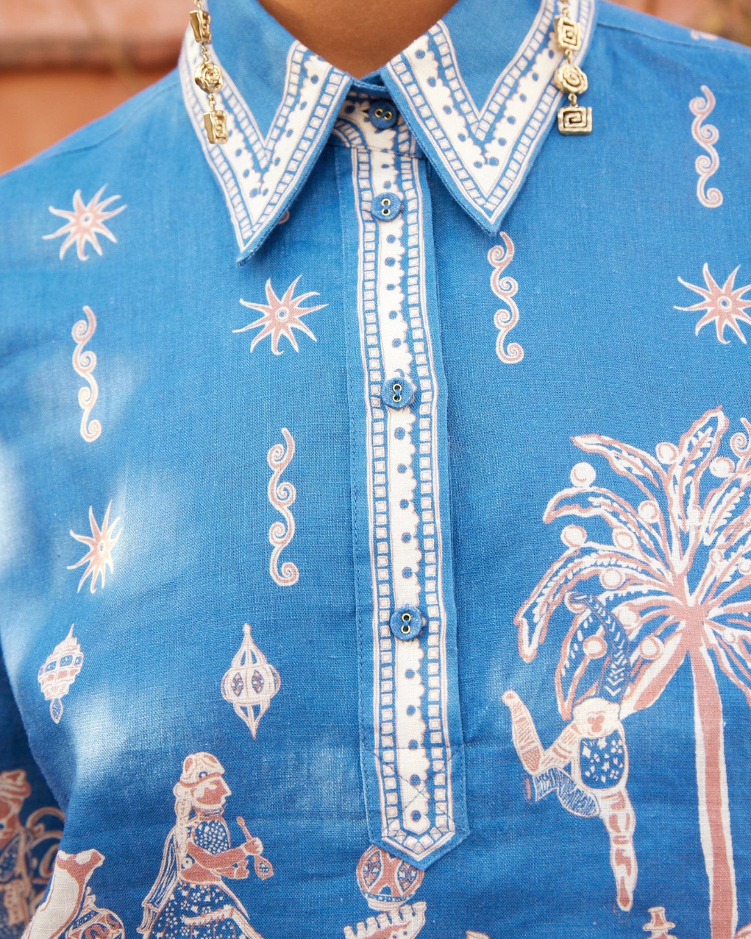 Acacia Cropped Shirt in Blue by Alemais
