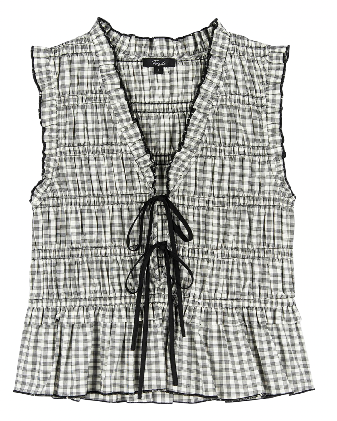 Martine Vest in Ivory Jet Gingham by Rails