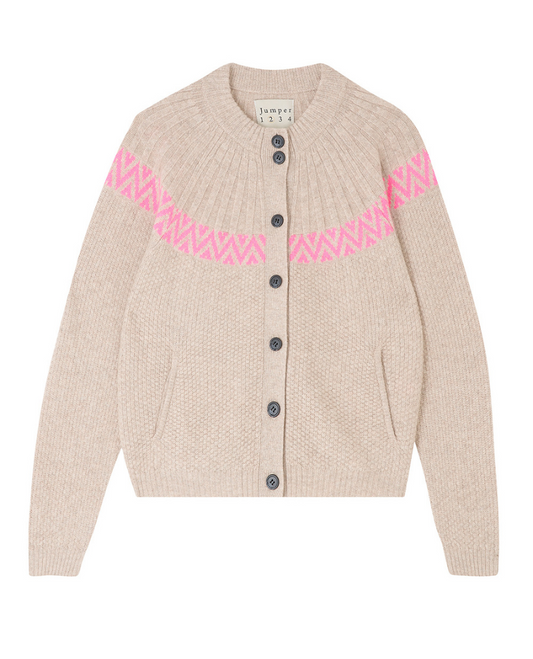 Mix Stitch Nordic Cardi in Ludlow Neon Pink by Jumper 1234