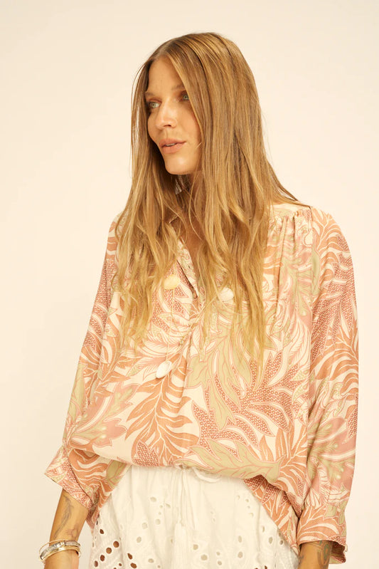 Remy Shirt in Jungle Pink Clay Print by Natalie Martin