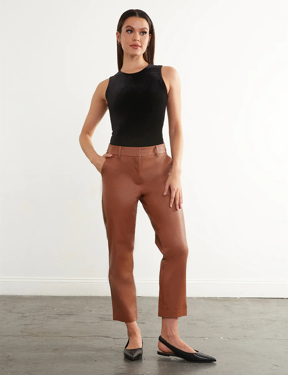 Faux Leather 7/8 Trouser in Cocoa by Commando