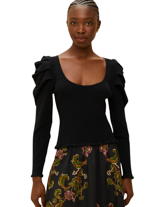 Black Knit Blouse by FARM Rio