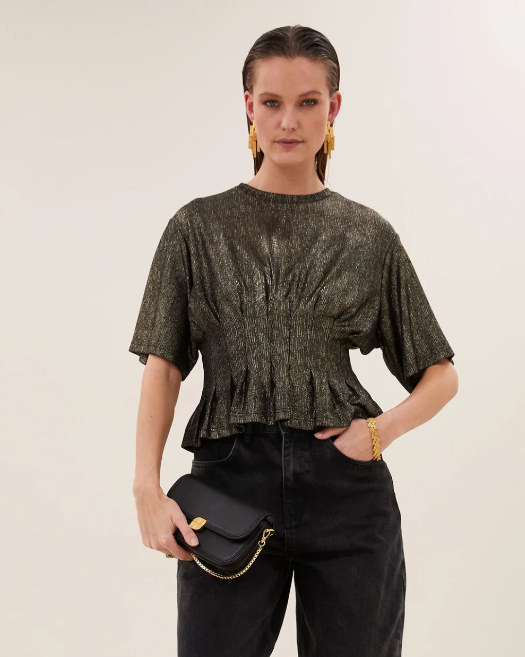 Diva Metallic Top in Gold by by-bar
