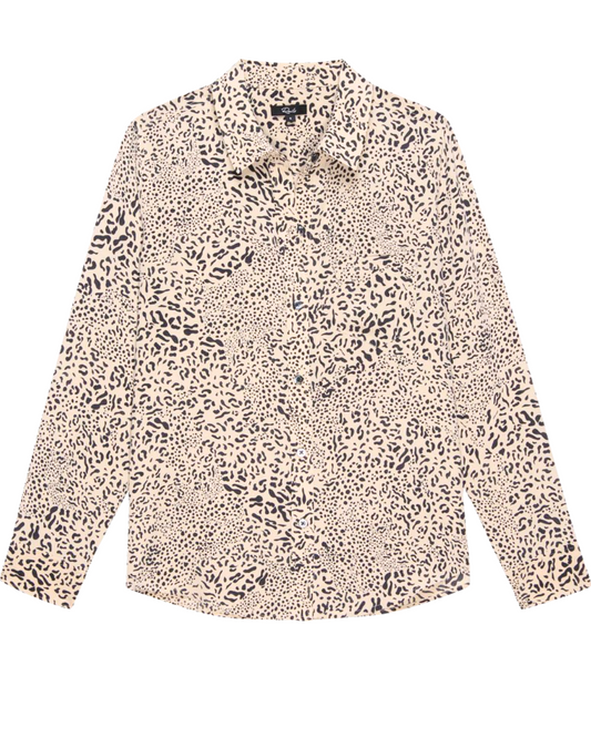 Kate Shirt in Sand Mixed Cheetah by Rails