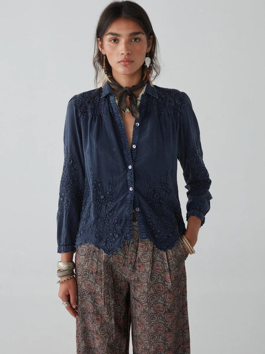 Ariana Blouse in Navy  by Maison Hotel