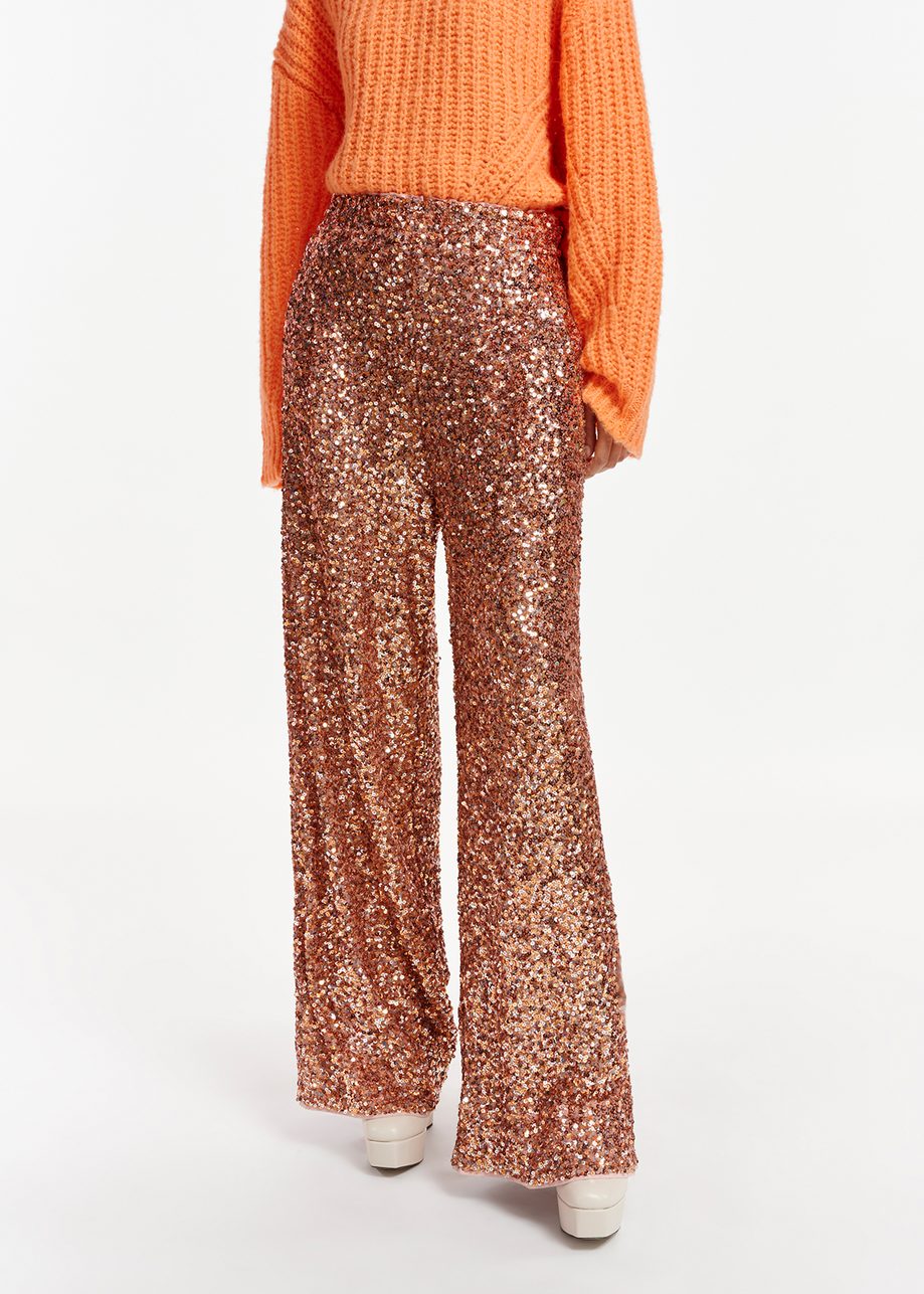 Orange Entry Sequin-Embellished Wide-leg Pants by Essentiel Antwerp