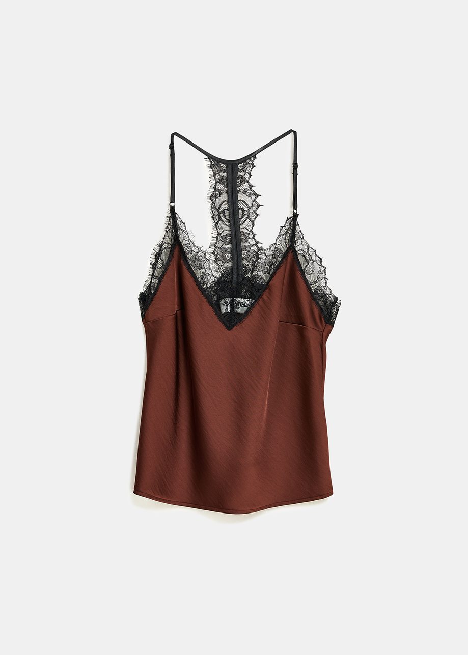 Brown Lace-Trimmed Escale Camisole by Essentiel Antwerp