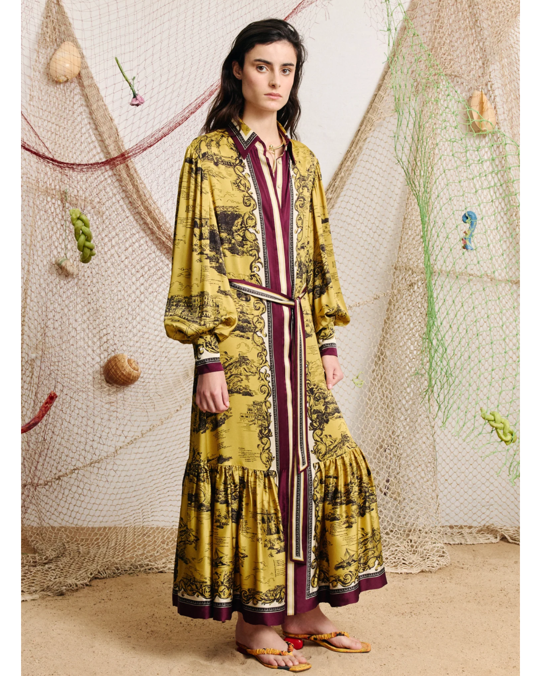 Martos Silk Shirt Dress in Gold by Alemais