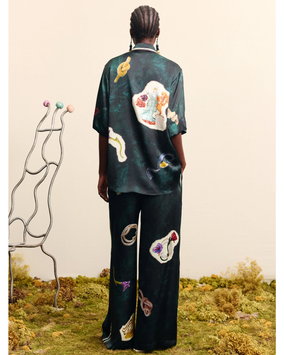 Florero Silk Shirt in Teal by Alemais