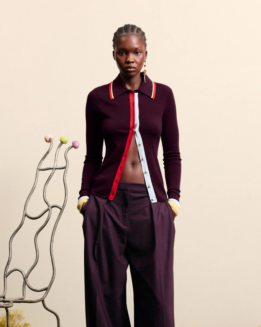 Josefina Fitted Cardigan in Chocolate by Alemais
