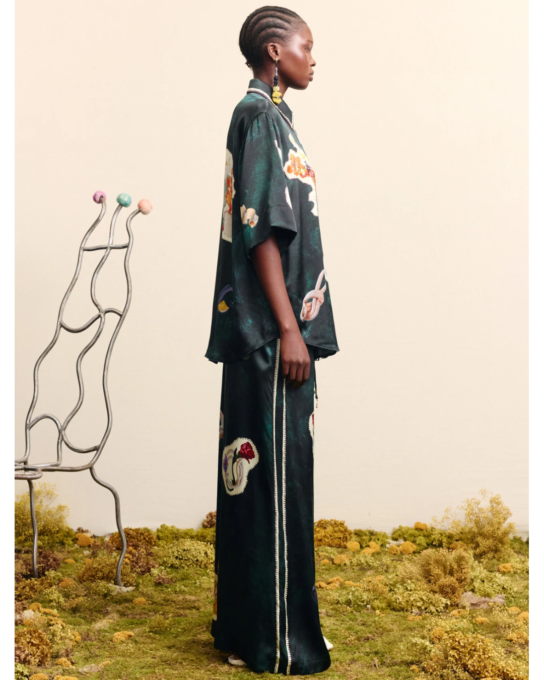 Florero Silk Shirt in Teal by Alemais
