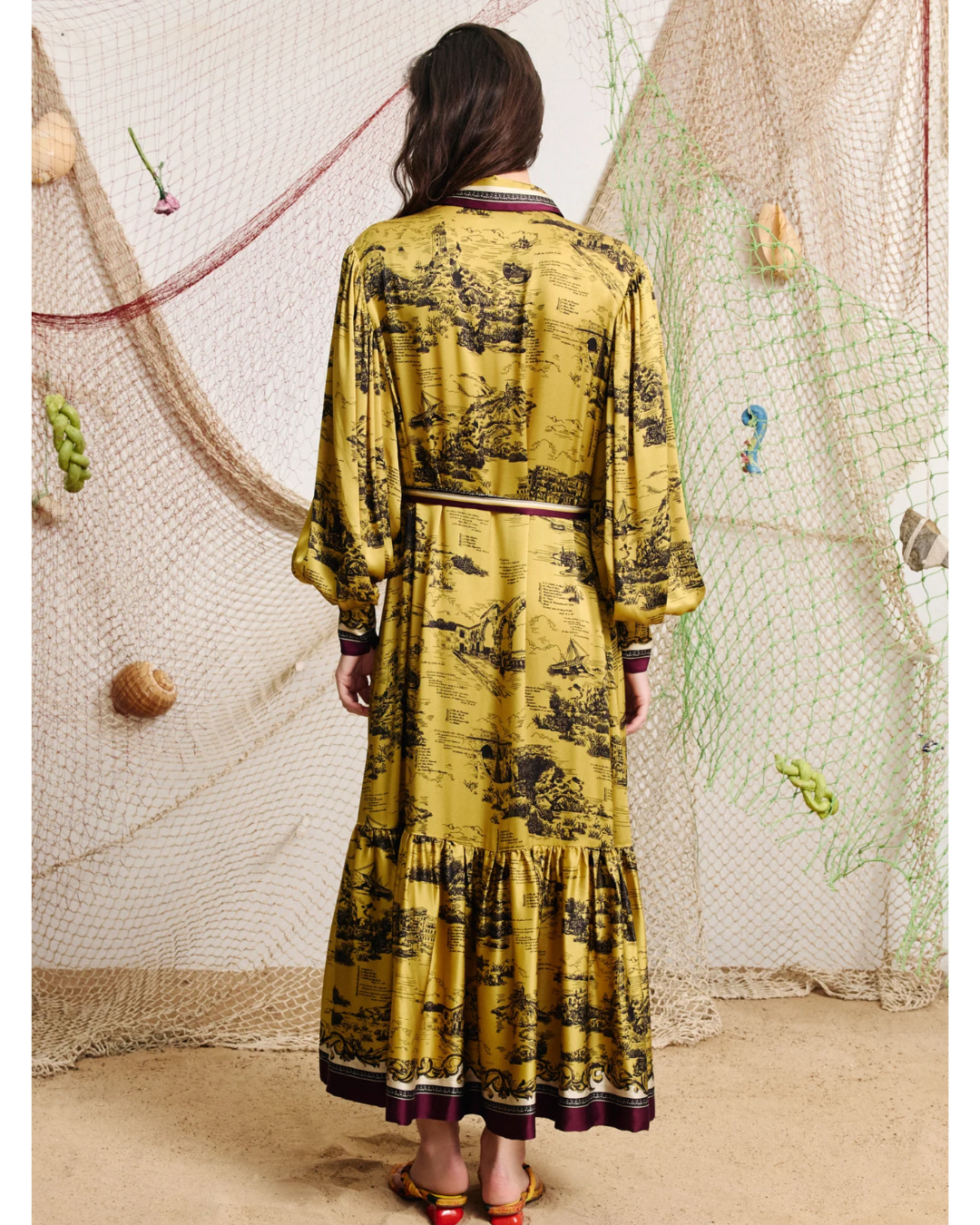 Martos Silk Shirt Dress in Gold by Alemais