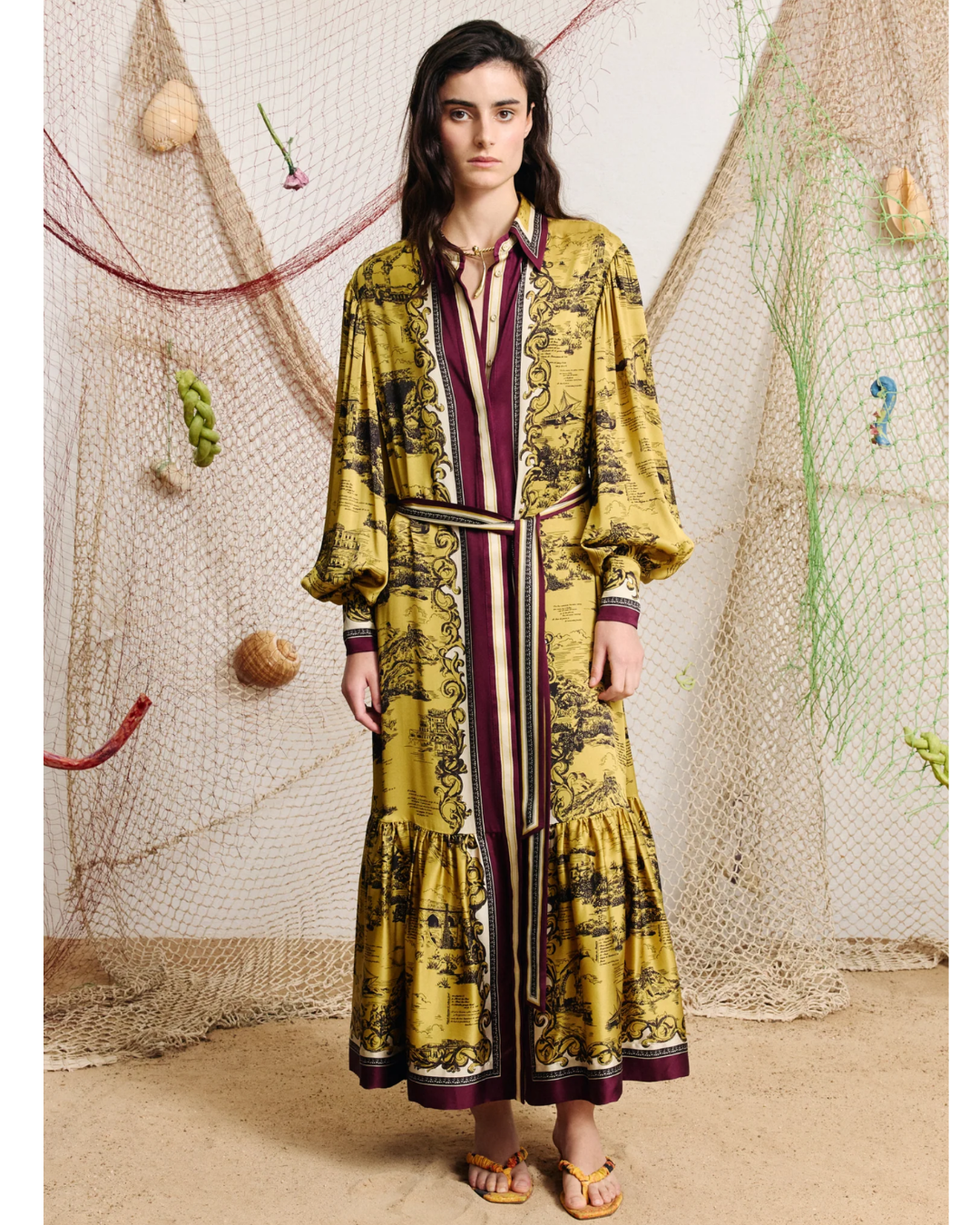 Martos Silk Shirt Dress in Gold by Alemais