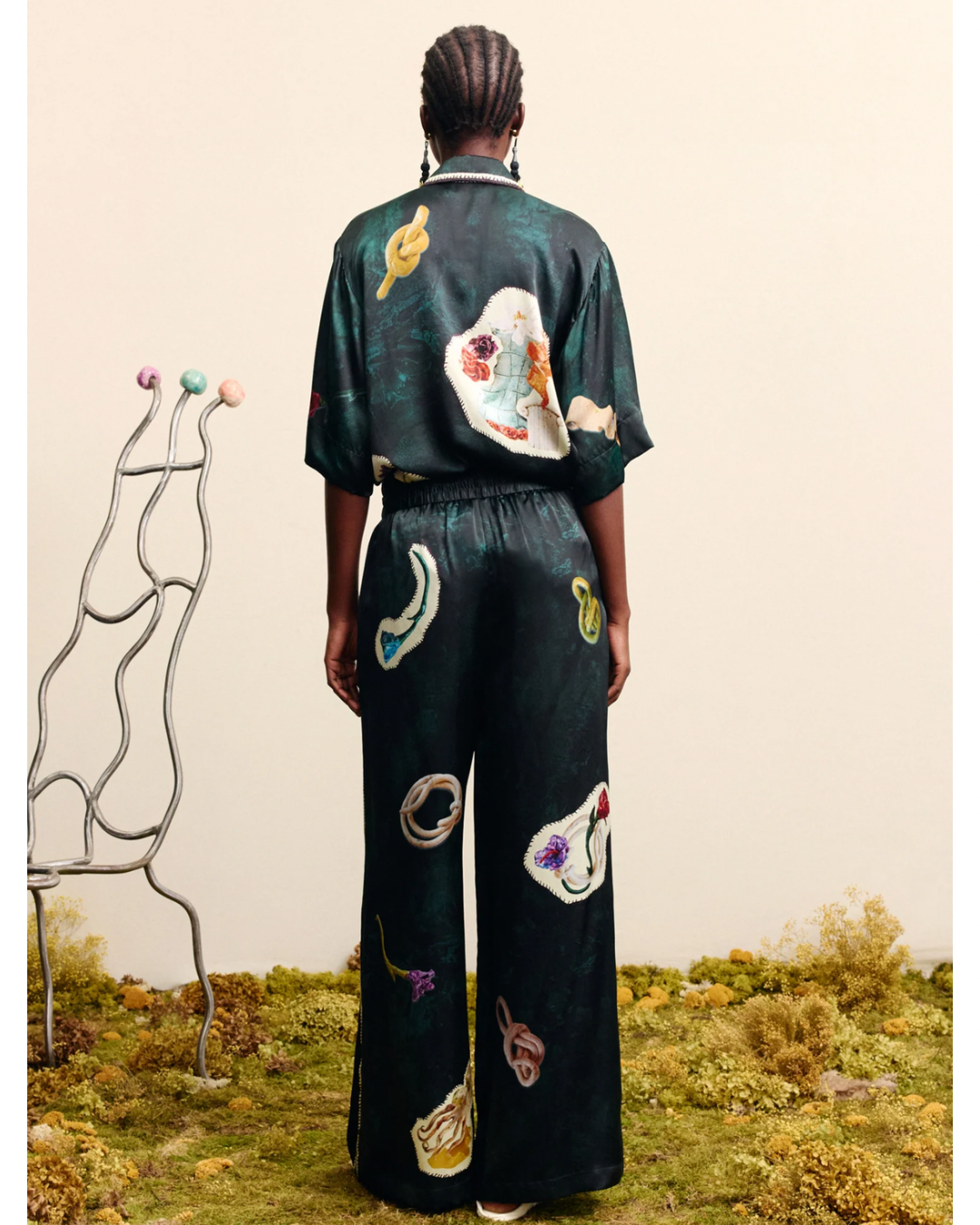 Florero Silk Pant in Teal by Alemais