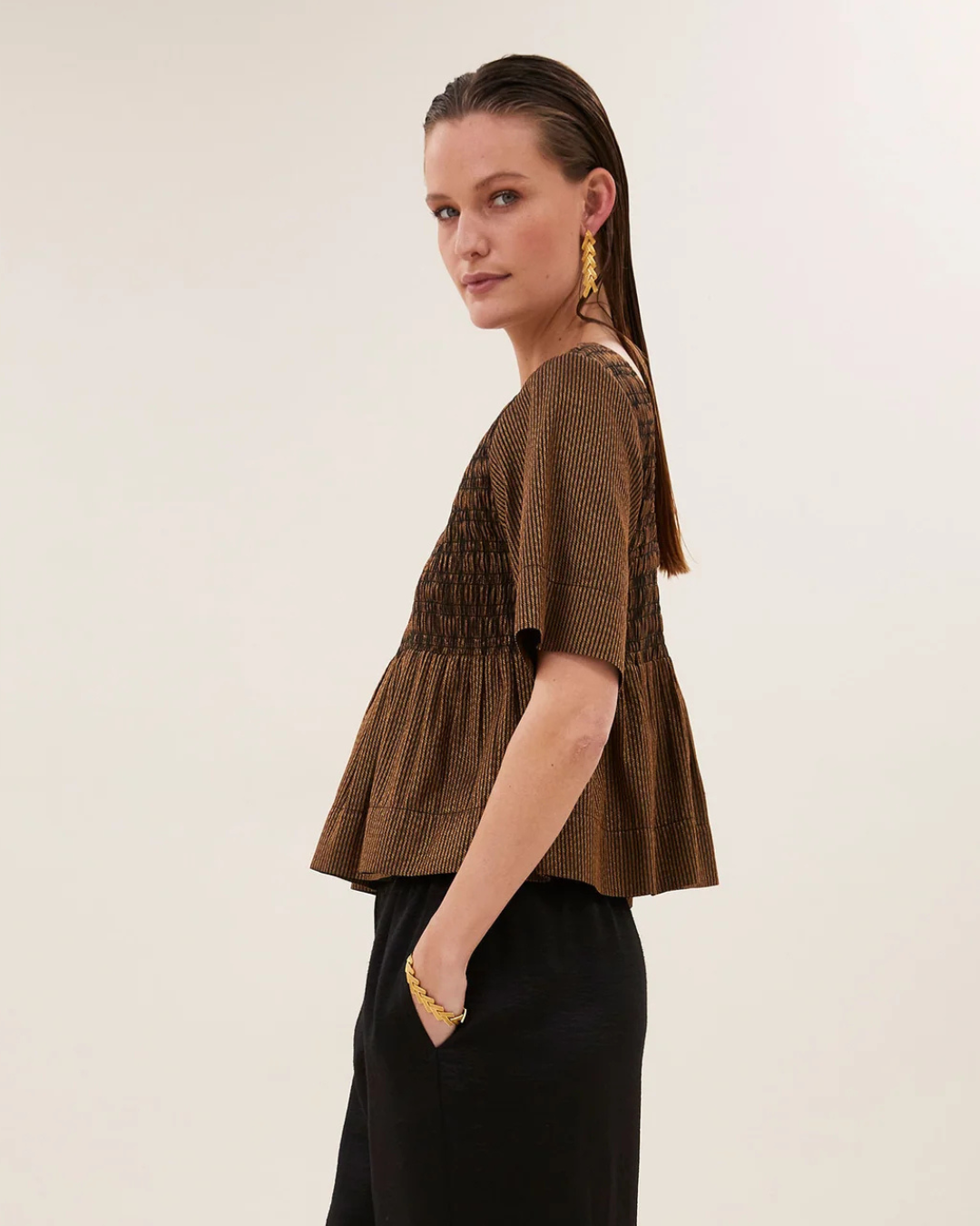 Runa Festive Top in Gold by by-bar
