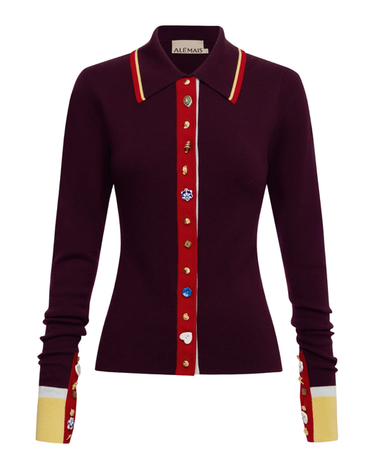 Josefina Fitted Cardigan in Chocolate by Alemais
