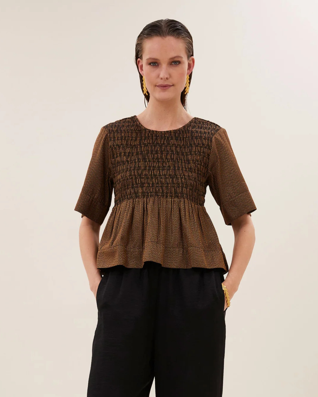 Runa Festive Top in Gold by by-bar