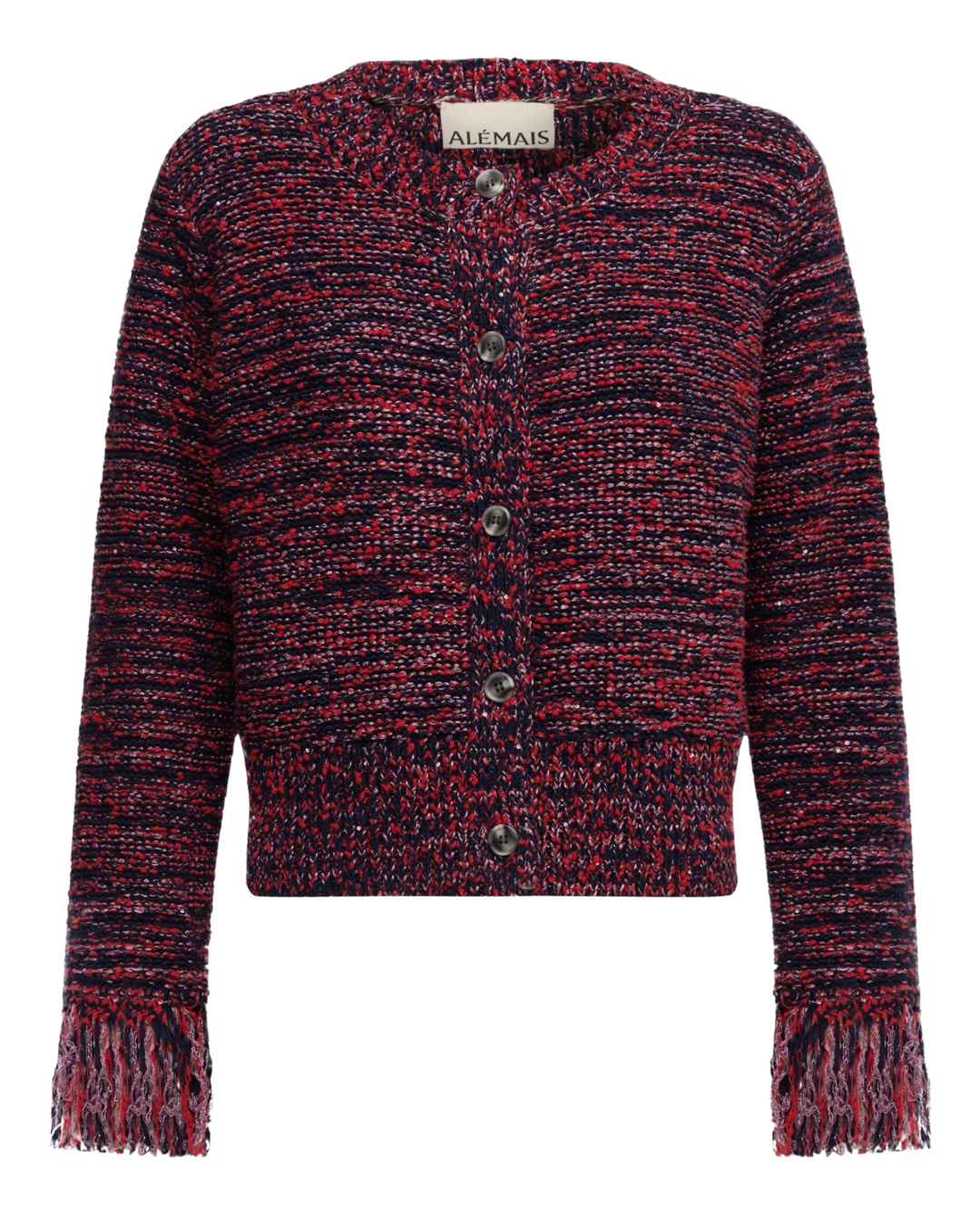 Nieve Sequin Knit Cardigan in Red by Alemais