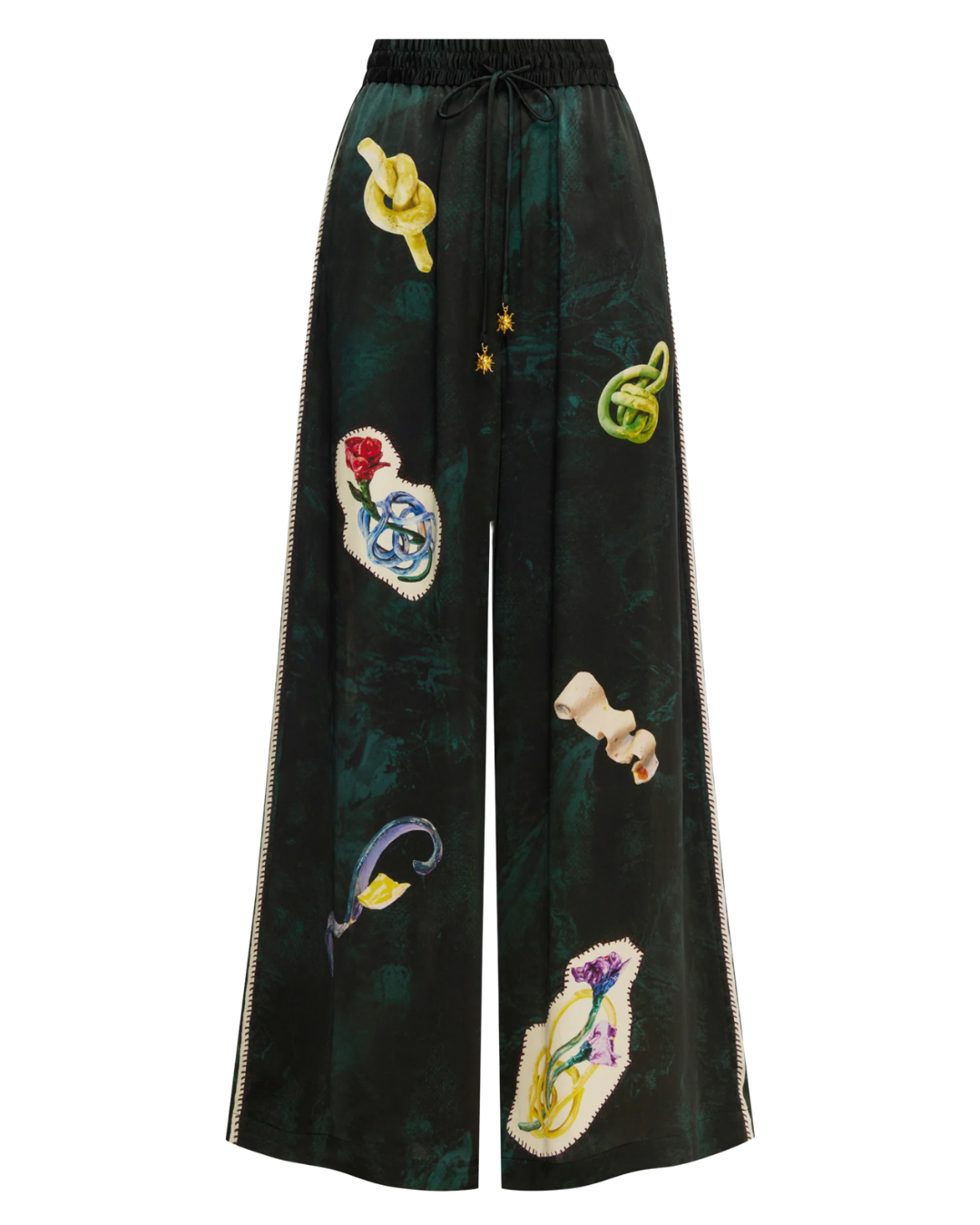 Florero Silk Pant in Teal by Alemais